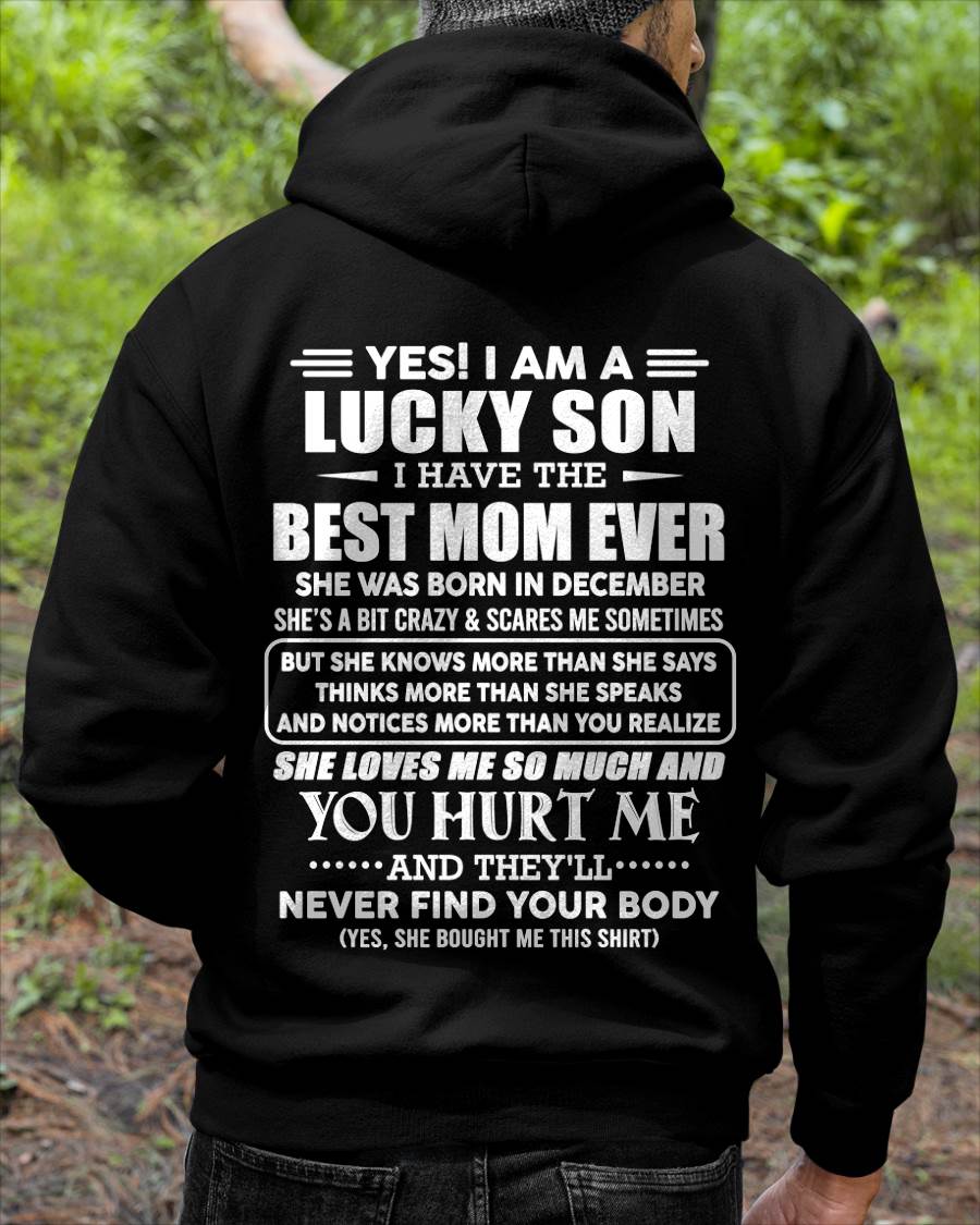 DECEMBER - YES! I AM A LUCKY SON I HAVE THE BEST MOM EVER - FROM MOM - TLEE12 (SKU2603-145-12)