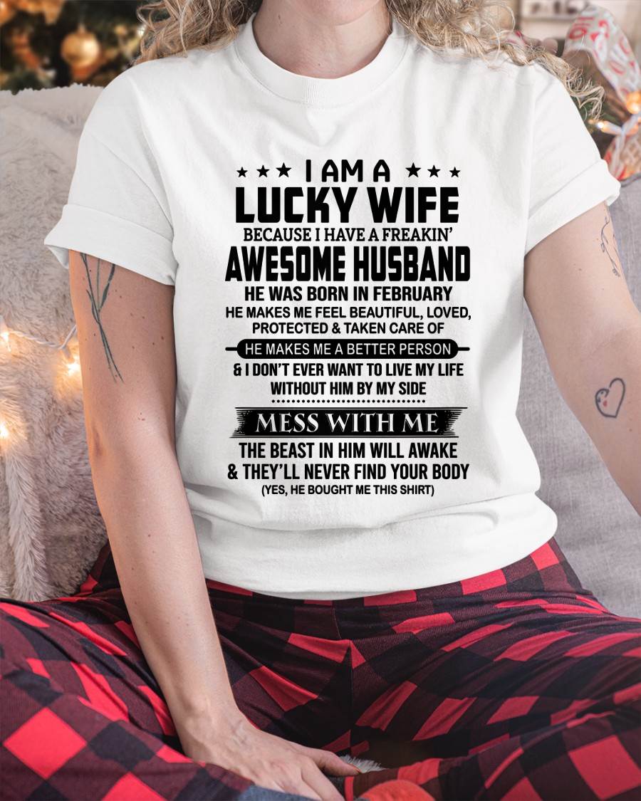 FEBRUARY BORN HUSBAND'S LUCKY WIFE - FROM HUSBAND - TLEE02 (SKU2605-97-02)