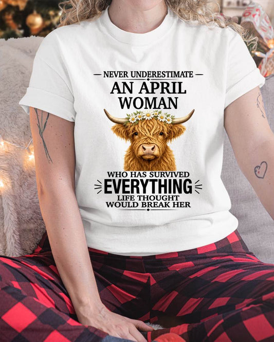 APRIL WOMAN HIGHLAND COW SHIRT - FOR WOMEN - TLEE04 (SKU2606-158-04)