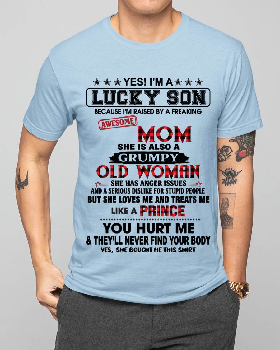 LUCKY SON – PROUD TO BE RAISED BY AN AWESOME MOM - FROM MOM - TLEE00 (SKU2603-106-00)