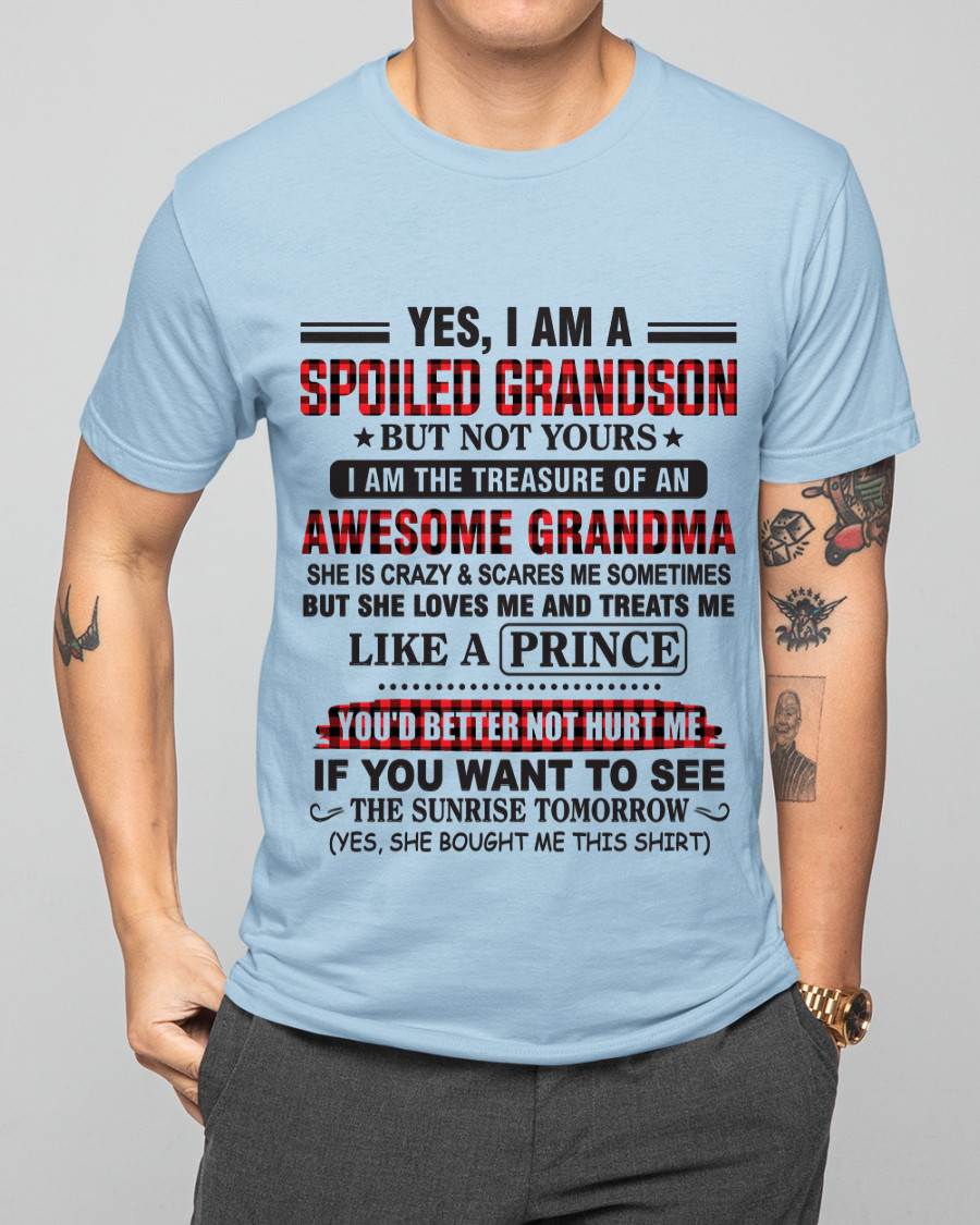 YES, I AM A SPOILED GRANDSON BUT NOT YOURS I AM THE TREASURE OF AN AWESOME GRANDMA - FROM GRANDMA - TLEE00 (SKU2602-108-00)