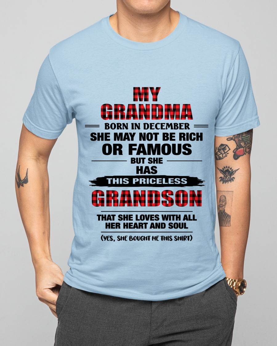 DECEMBER GRANDMA LOVES ME – PRICELESS GRANDSON GIFT- FROM GRANDMA - TLEE12 (SKU2604-260-12)