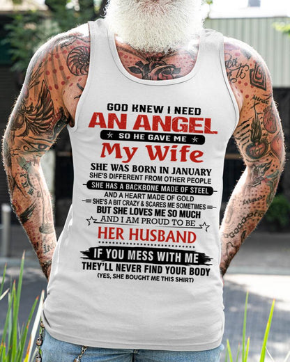 JANUARY - WHEN I NEEDED AN ANGEL, GOD GAVE ME MY WIFE. PROUD TO BE HER HUSBAND - FROM WIFE - TLEE01 (SKU26T-01205-01)