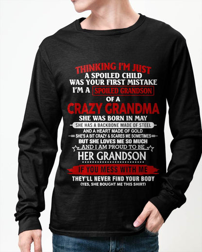 MAY - THINK I'M SPOILED? WRONG—I'M A CRAZY GRANDMA’S GRANDSON - FROM GRANDMA - TLEE05 (SKU2603-186-05)