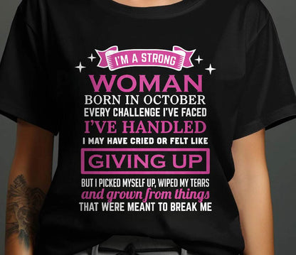 OCTOBER – I’M A STRONG WOMAN – I FALL, I CRY, BUT I NEVER GIVE UP - FOR WOMEN - TLEE10 (SKU10-66-10)