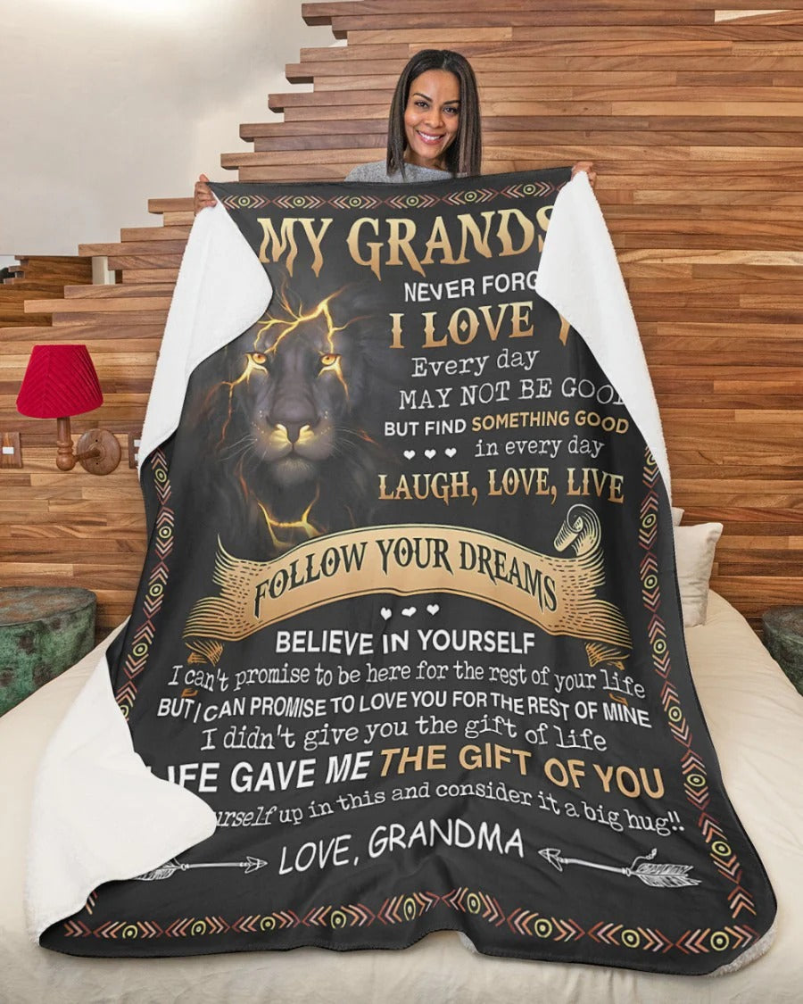 BLANKET FOR GRANDSON – COMFORT & WARMTH GIFT FROM GRANDMA  Sherpa Fleece Quilt Blanket NTTD00 (SKUB09-43)