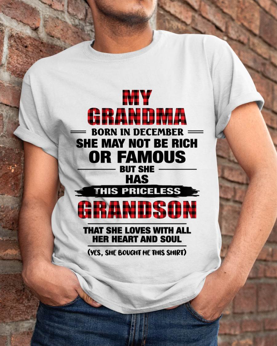DECEMBER GRANDMA LOVES ME – PRICELESS GRANDSON GIFT- FROM GRANDMA - TLEE12 (SKU2604-260-12)
