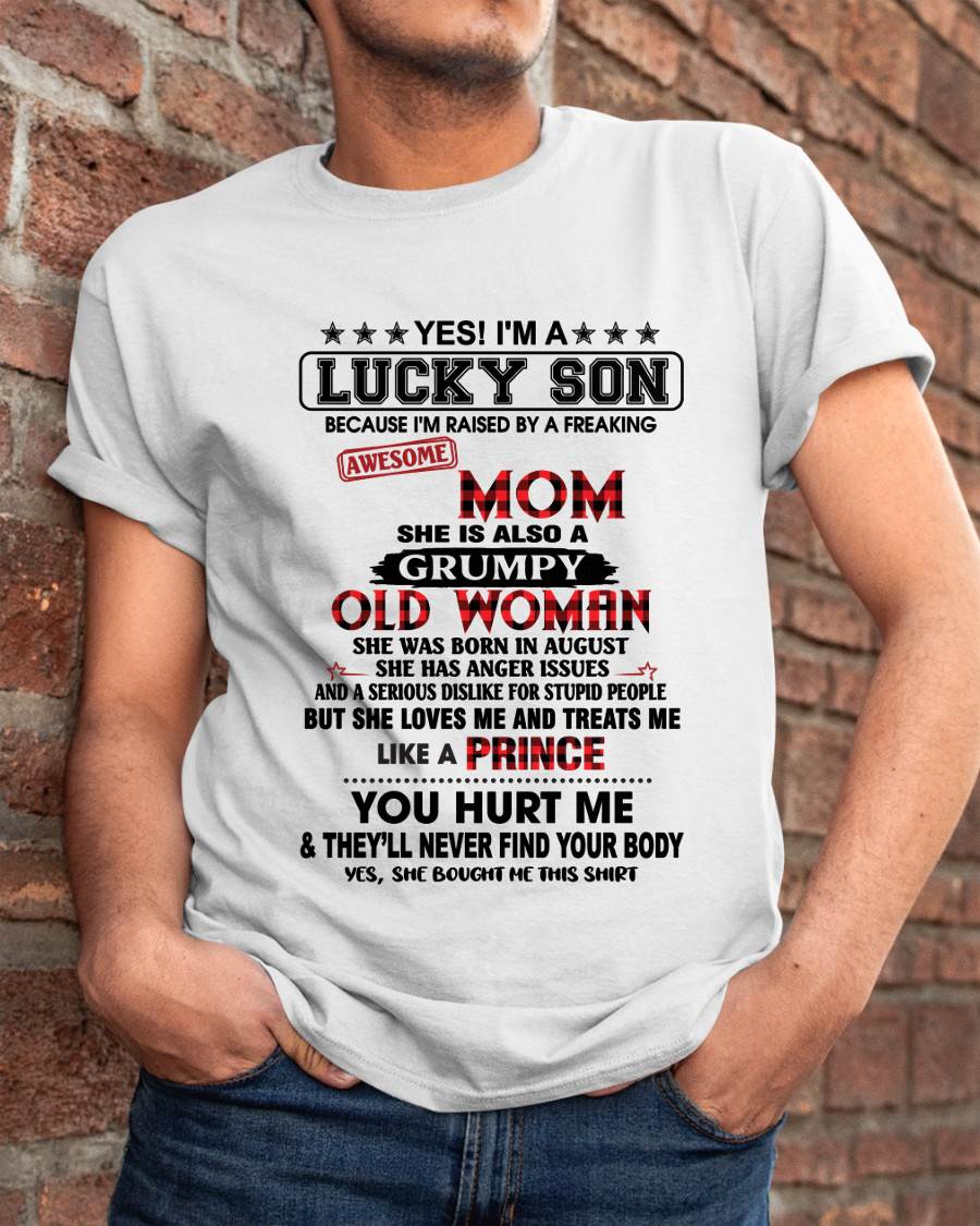 AUGUST - LUCKY SON – PROUD TO BE RAISED BY AN AWESOME MOM - FROM MOM - TLEE08 (SKU2603-106-08)