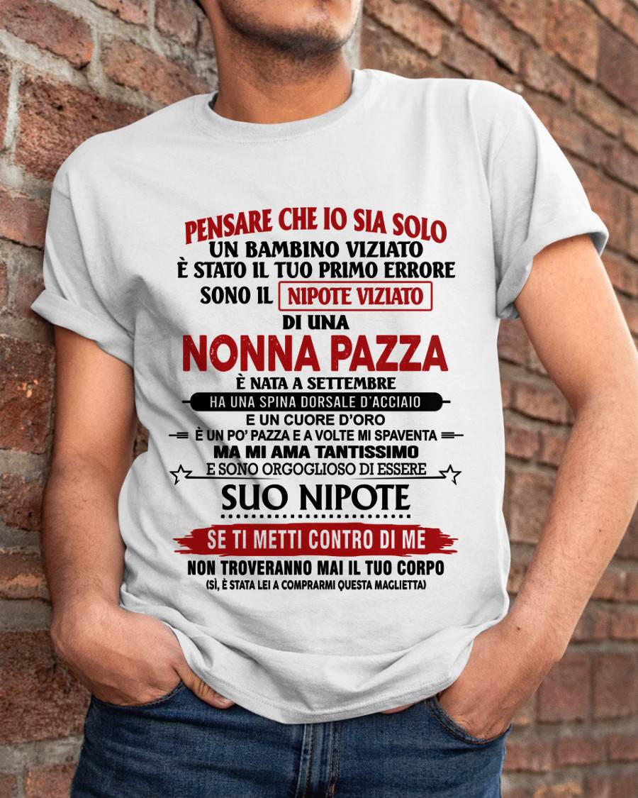NONNA PAZZA NATA A SETTEMBRE – NIPOTE VIZIATO – DALLA NONNA - TLEE09 (SKU2605-334-09)