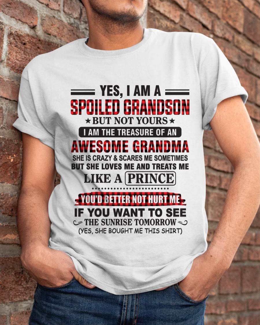 YES, I AM A SPOILED GRANDSON BUT NOT YOURS I AM THE TREASURE OF AN AWESOME GRANDMA - FROM GRANDMA - TLEE00 (SKU2602-108-00)