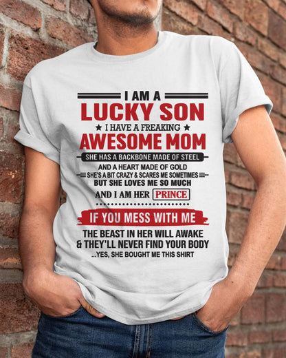 LUCKY SON OF A STRONG AND PROTECTIVE MOM - FROM MOM - TLEE00 (SKU2602-97-00)