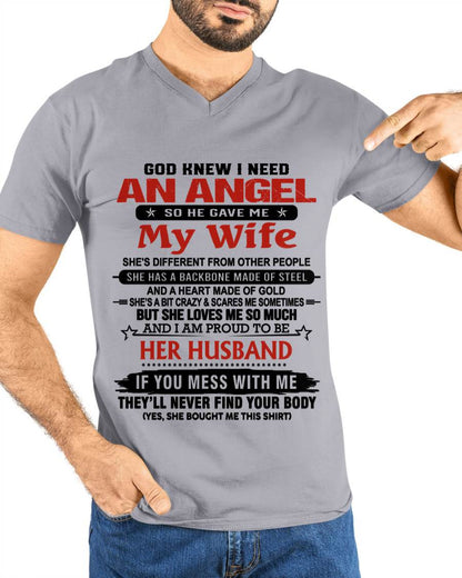 WHEN I NEEDED AN ANGEL, GOD GAVE ME MY WIFE. PROUD TO BE HER HUSBAND - FROM WIFE - TLEE00 (SKU26T-01205-00)
