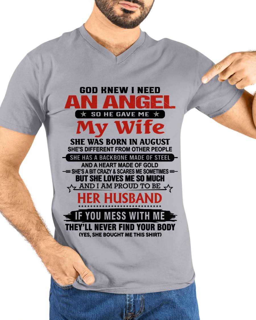 AUGUST - WHEN I NEEDED AN ANGEL, GOD GAVE ME MY WIFE. PROUD TO BE HER HUSBAND - FROM WIFE - TLEE08 (SKU26T-01205-08)