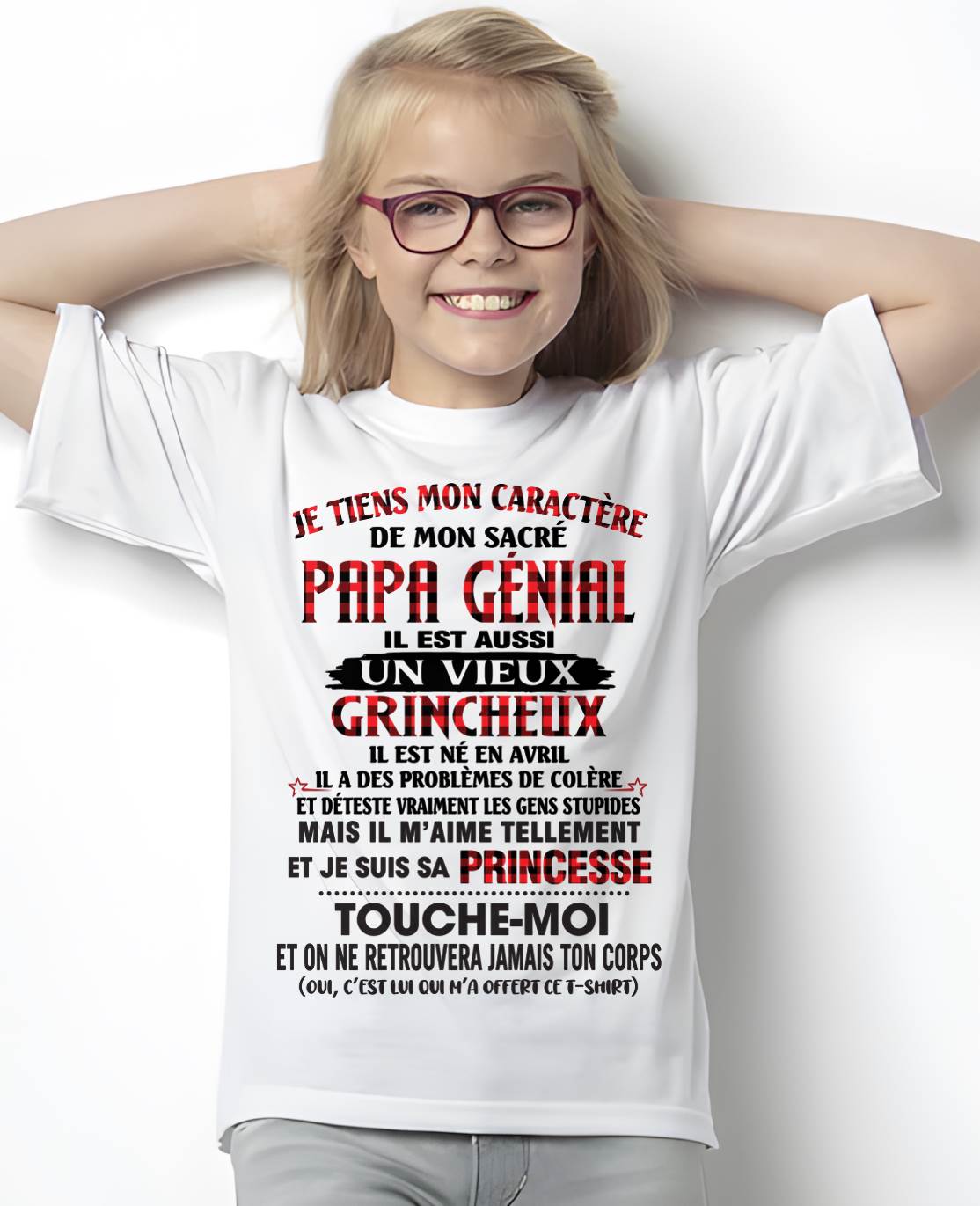 AVRIL / FILLE À PAPA GÂTÉE ET FIÈRE - CADEAU DE PAPA - TLEE04 (SKU2605-355-04)
