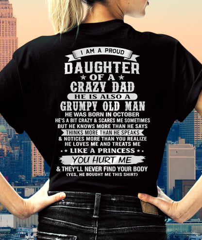 OCTOBER - PROUD DAUGHTER OF A CRAZY DAD - FROM DAD - TLEE10 (SKU2606-70-10)
