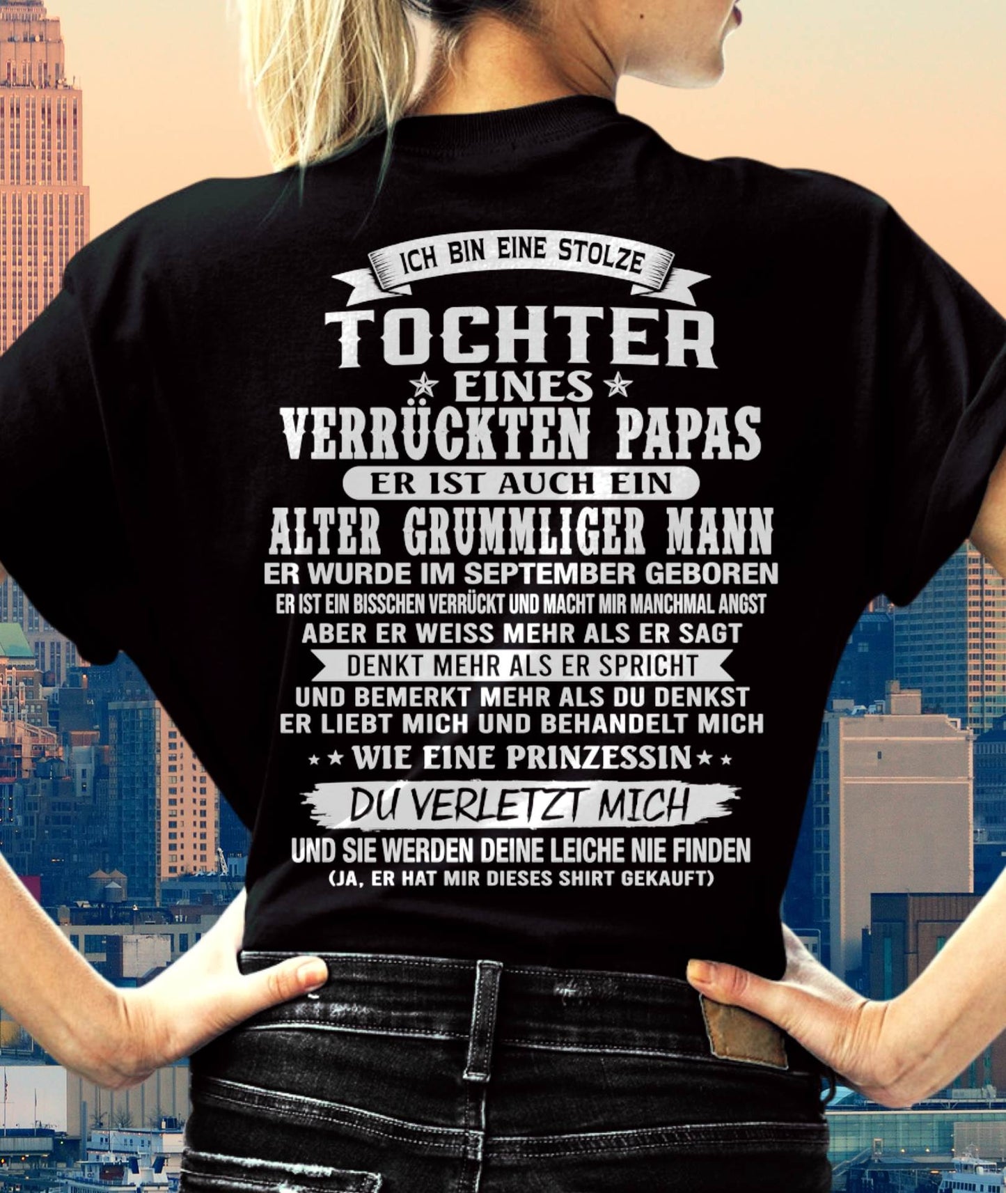 SEPTEMBER / TOCHTER EINES VERRÜCKTEN PAPAS SHIRT - GESCHENK VOM PAPA - TLEE09 (SKU2606-230-09)