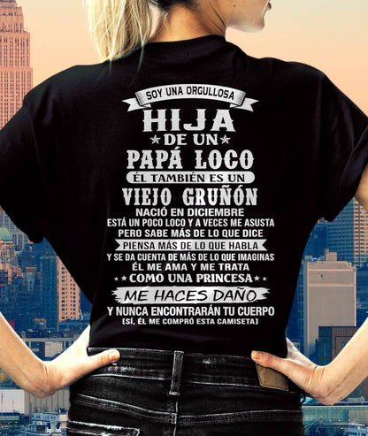 DICIEMBRE / HIJA DE UN PAPÁ LOCO SHIRT - REGALO DE PAPÁ  - TLEE12 (SKU2606-229-12)