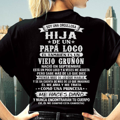SEPTIEMBRE / HIJA DE UN PAPÁ LOCO SHIRT - REGALO DE PAPÁ  - TLEE09 (SKU2606-229-09)