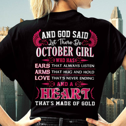 OCTOBER GIRL – EARS THAT LISTEN ARMS THAT HUG LOVE NEVER ENDING HEART OF GOLD - FOR WOMEN - TLEE10 (SKU09-75-10)