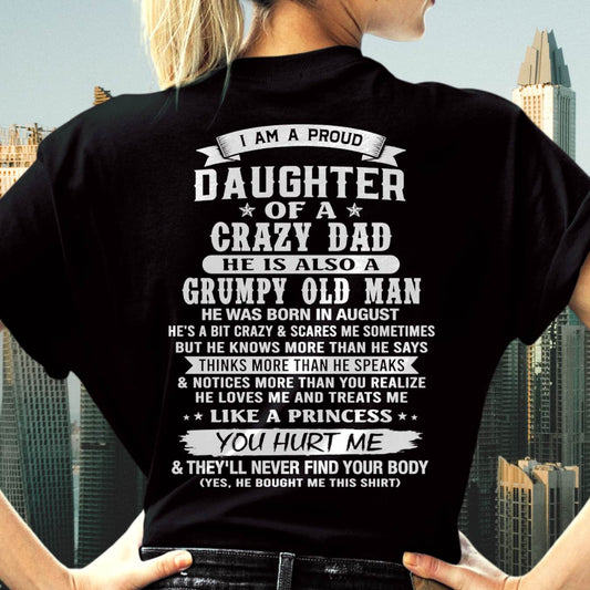 AUGUST - PROUD DAUGHTER OF A CRAZY DAD - FROM DAD - TLEE08 (SKU2606-70-08)