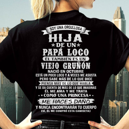 OCTUBRE / HIJA DE UN PAPÁ LOCO SHIRT - REGALO DE PAPÁ  - TLEE10 (SKU2606-229-10)