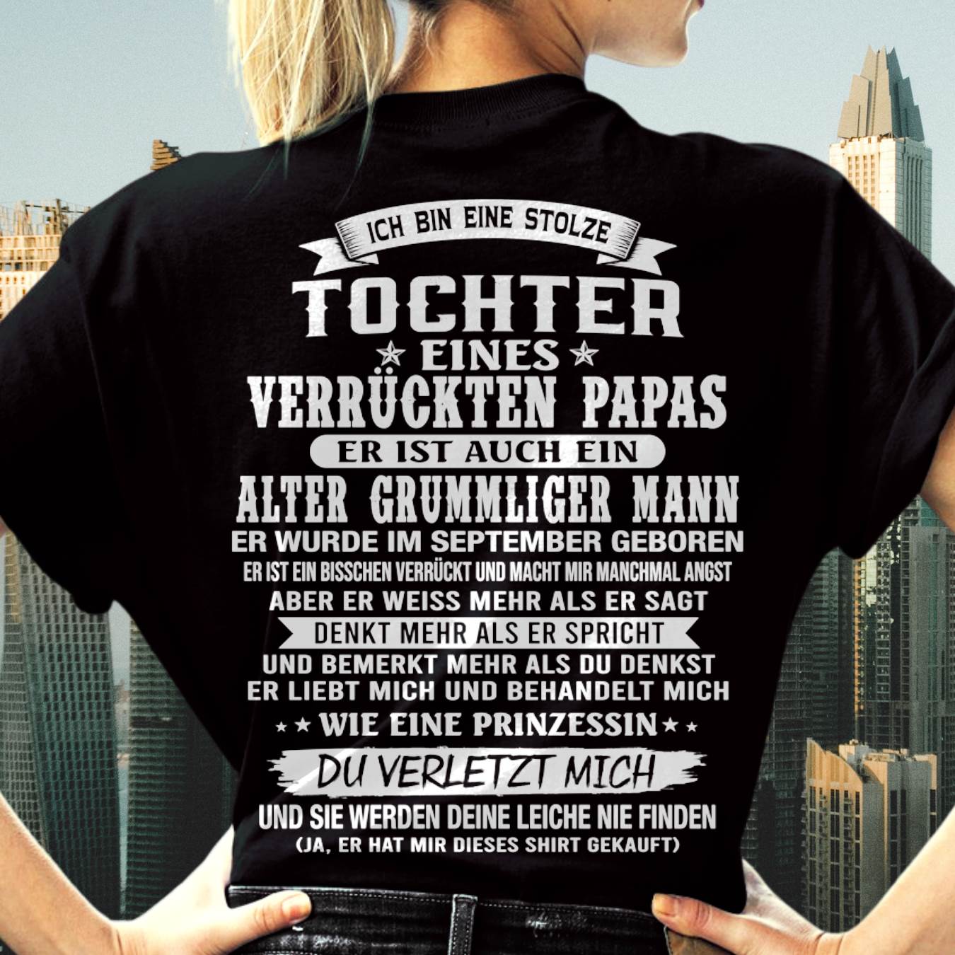 SEPTEMBER / TOCHTER EINES VERRÜCKTEN PAPAS SHIRT - GESCHENK VOM PAPA - TLEE09 (SKU2606-230-09)