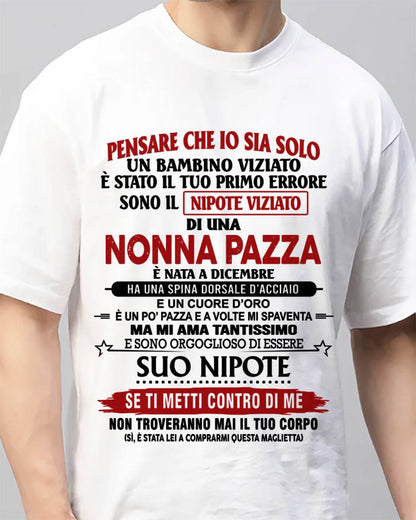 NONNA PAZZA NATA A DICEMBRE – NIPOTE VIZIATO – DALLA NONNA - TLEE12 (SKU2605-334-12)