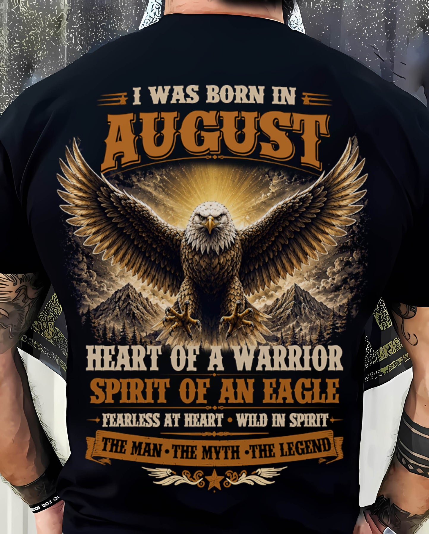 AUGUST BORN WARRIOR EAGLE SHIRT DESIGN - FOR MAN - TLEE08 (SKU2605-225-08)