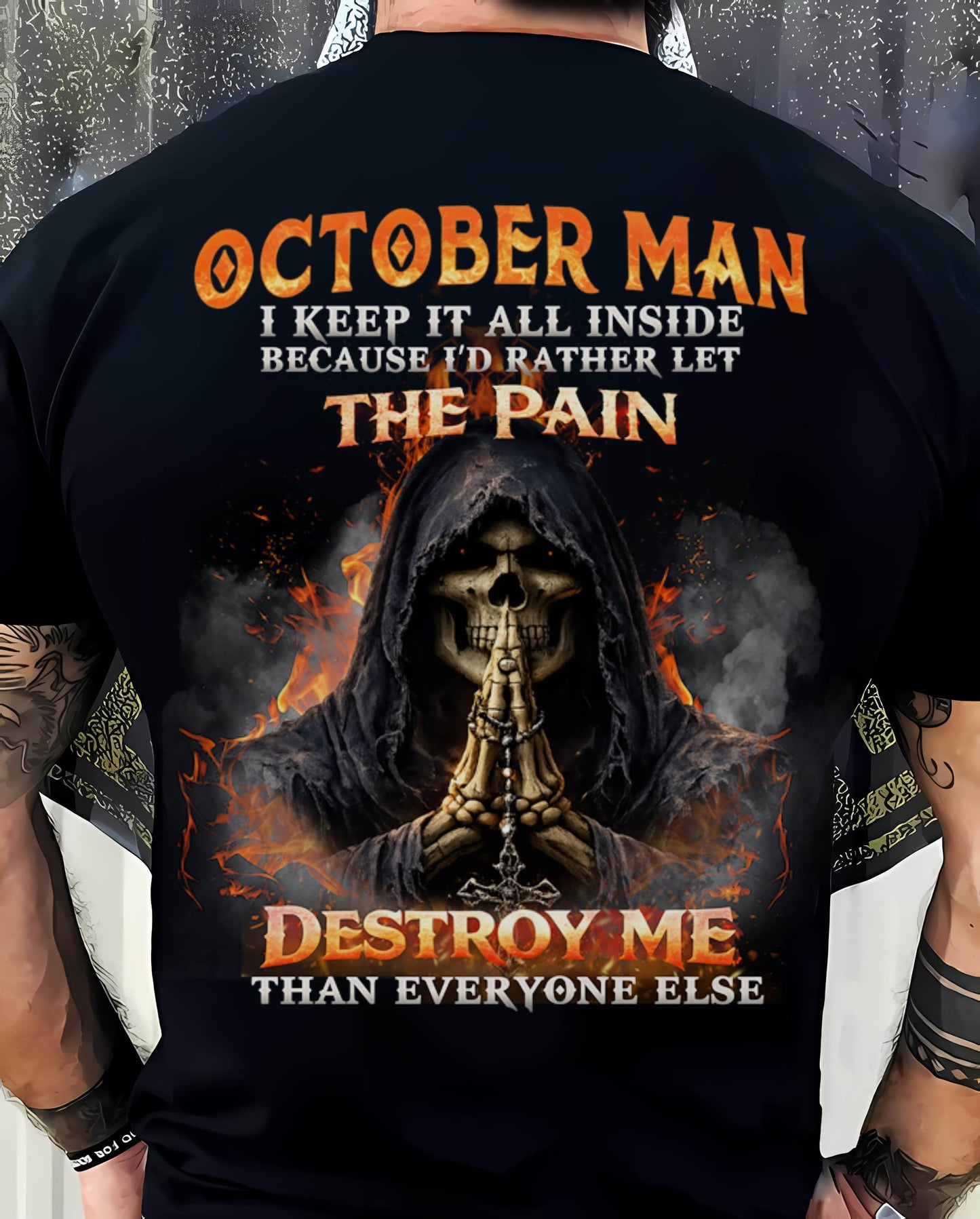 OCTOBER MAN SKULL SHIRT – I KEEP IT ALL INSIDE DARK GOTHIC T-SHIRT - FOR MAN - TLEE10 (SKU2604-136-10)
