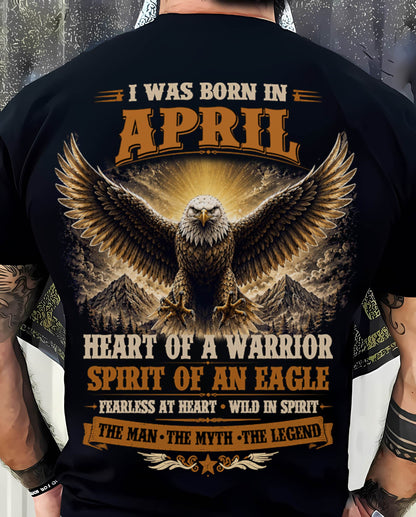 APRIL BORN WARRIOR EAGLE SHIRT DESIGN - FOR MAN - TLEE04 (SKU2605-225-04)