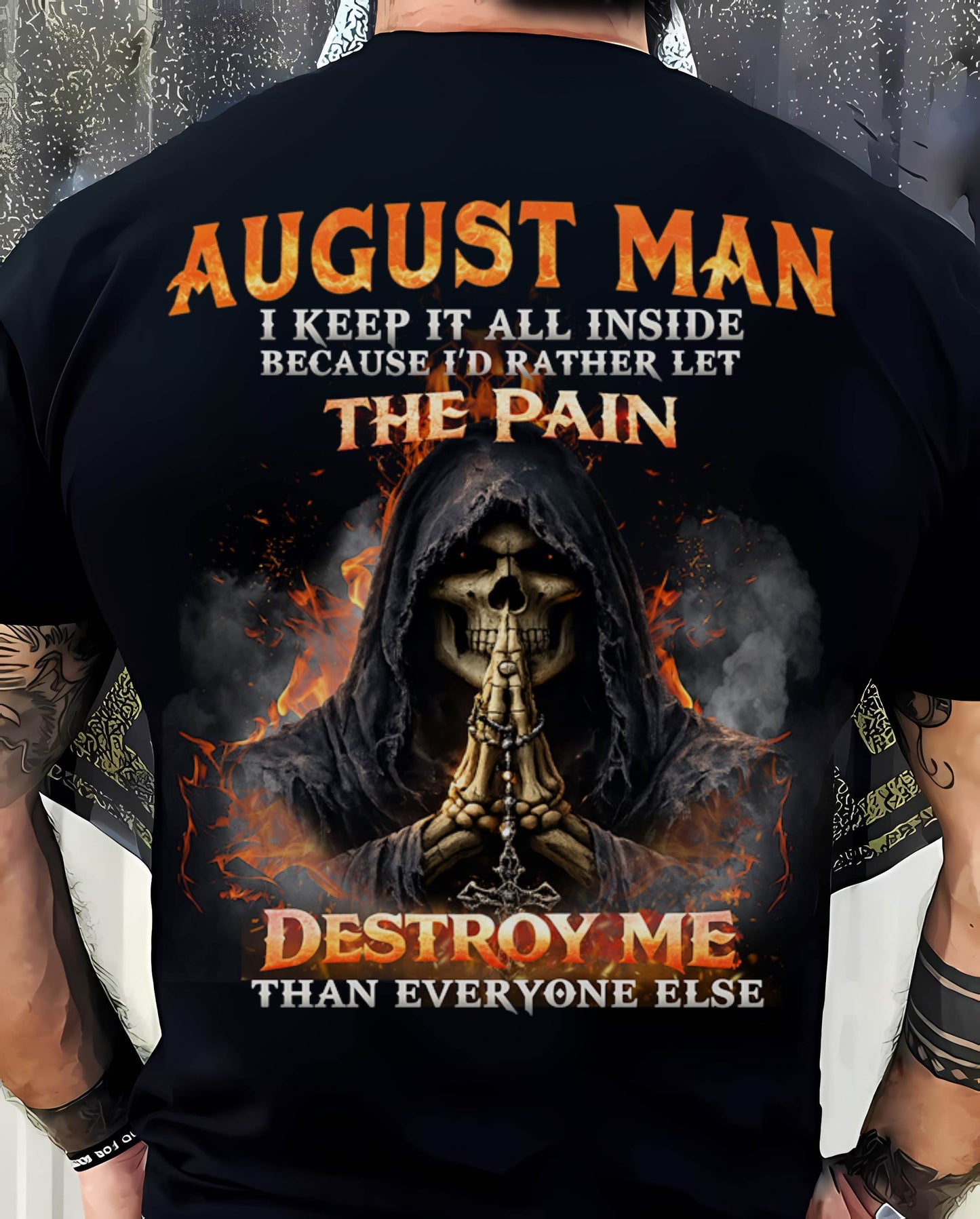 AUGUST MAN SKULL SHIRT – I KEEP IT ALL INSIDE DARK GOTHIC T-SHIRT - FOR MAN - TLEE08 (SKU2604-136-08)