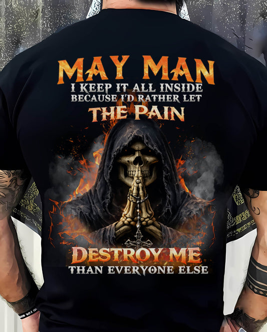 MAY MAN SKULL SHIRT – I KEEP IT ALL INSIDE DARK GOTHIC T-SHIRT - FOR MAN - TLEE05 (SKU2604-136-05)