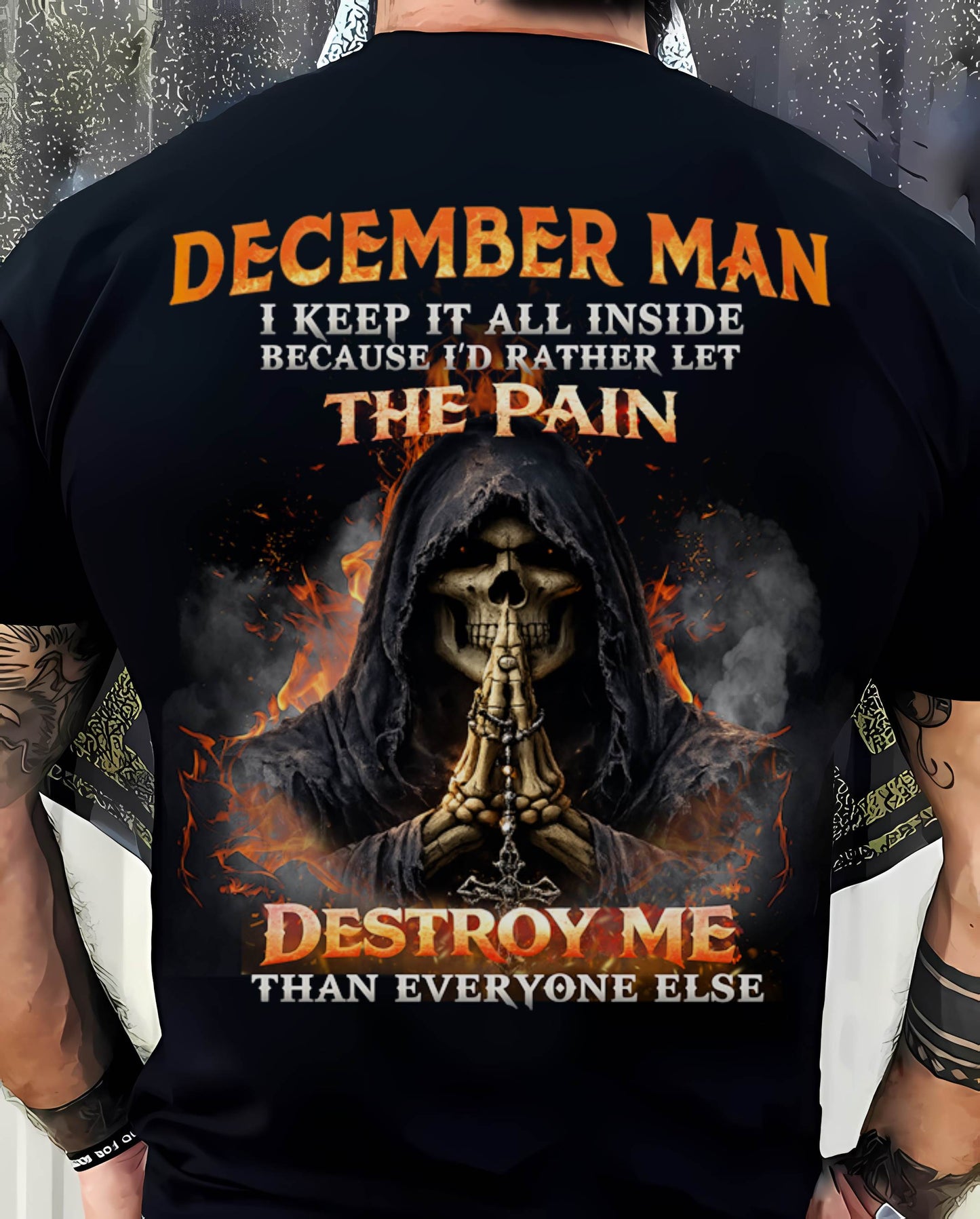 DECEMBER MAN SKULL SHIRT – I KEEP IT ALL INSIDE DARK GOTHIC T-SHIRT - FOR MAN - TLEE12 (SKU2604-136-12)