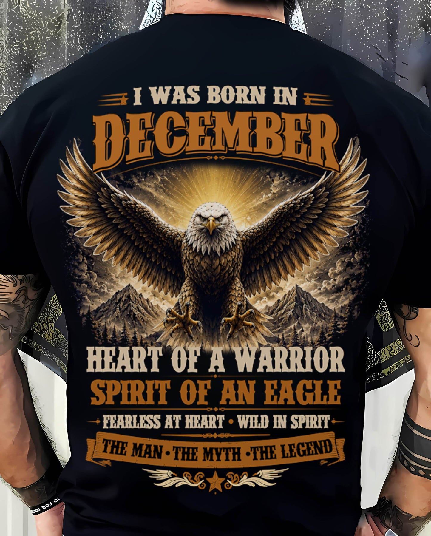 DECEMBER BORN WARRIOR EAGLE SHIRT DESIGN - FOR MAN - TLEE12 (SKU2605-225-12)