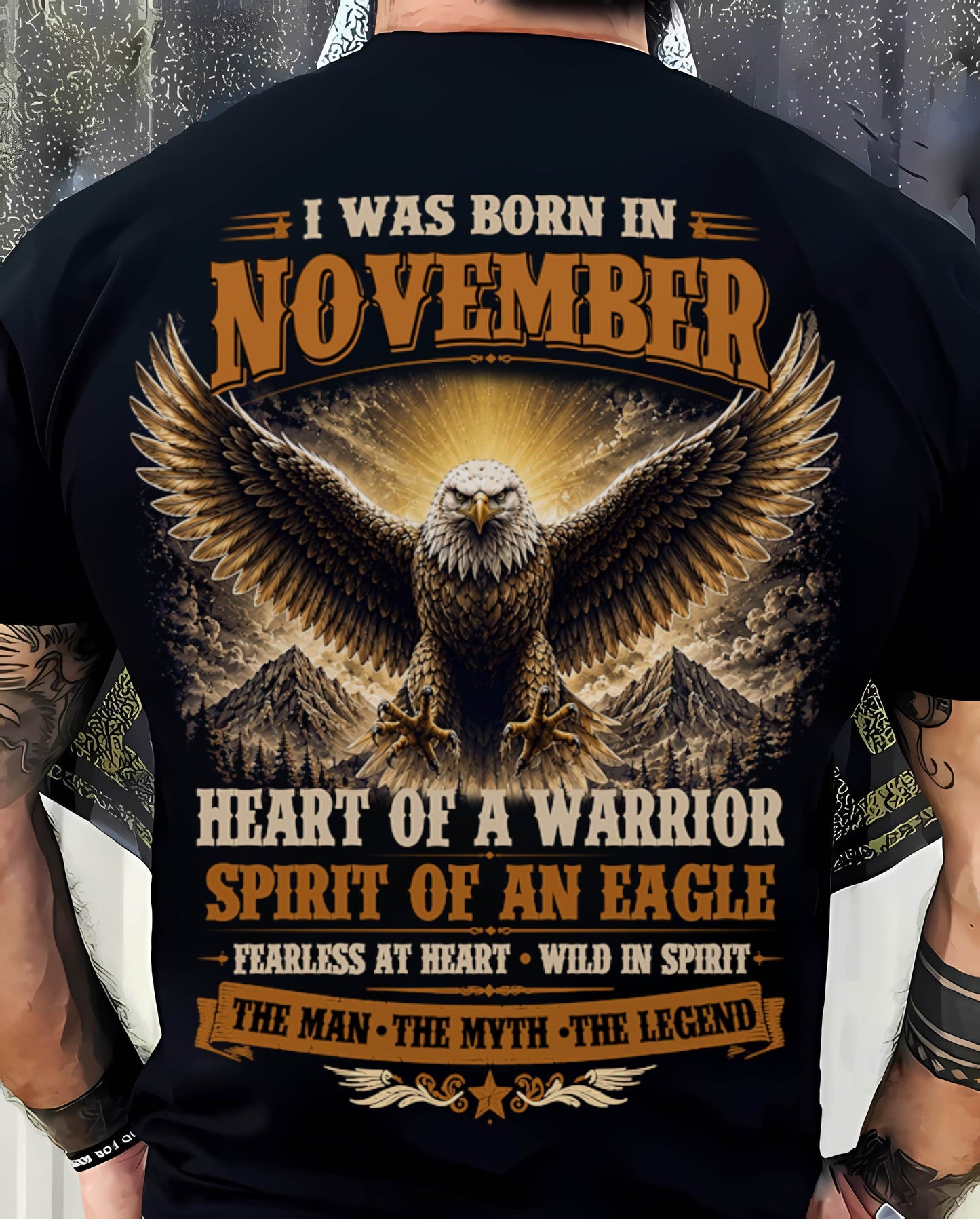 NOVEMBER BORN WARRIOR EAGLE SHIRT DESIGN - FOR MAN - TLEE11 (SKU2605-225-11)