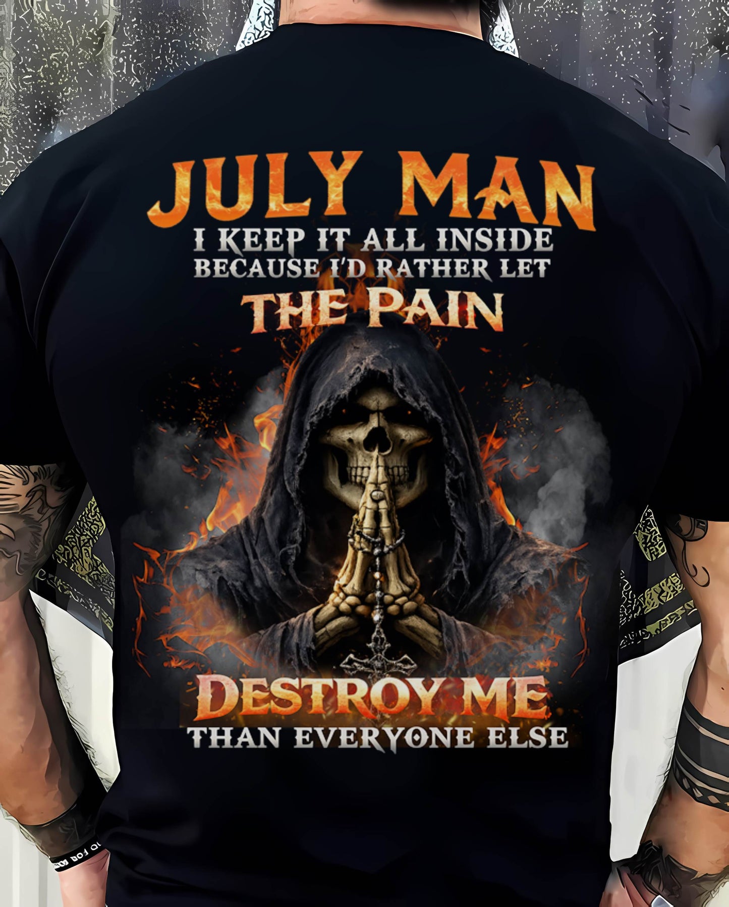 JULY MAN SKULL SHIRT – I KEEP IT ALL INSIDE DARK GOTHIC T-SHIRT - FOR MAN - TLEE07 (SKU2604-136-07)