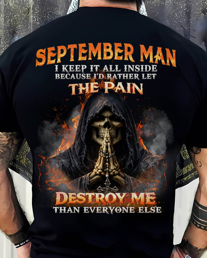 SEPTEMBER MAN SKULL SHIRT – I KEEP IT ALL INSIDE DARK GOTHIC T-SHIRT - FOR MAN - TLEE09 (SKU2604-136-09)