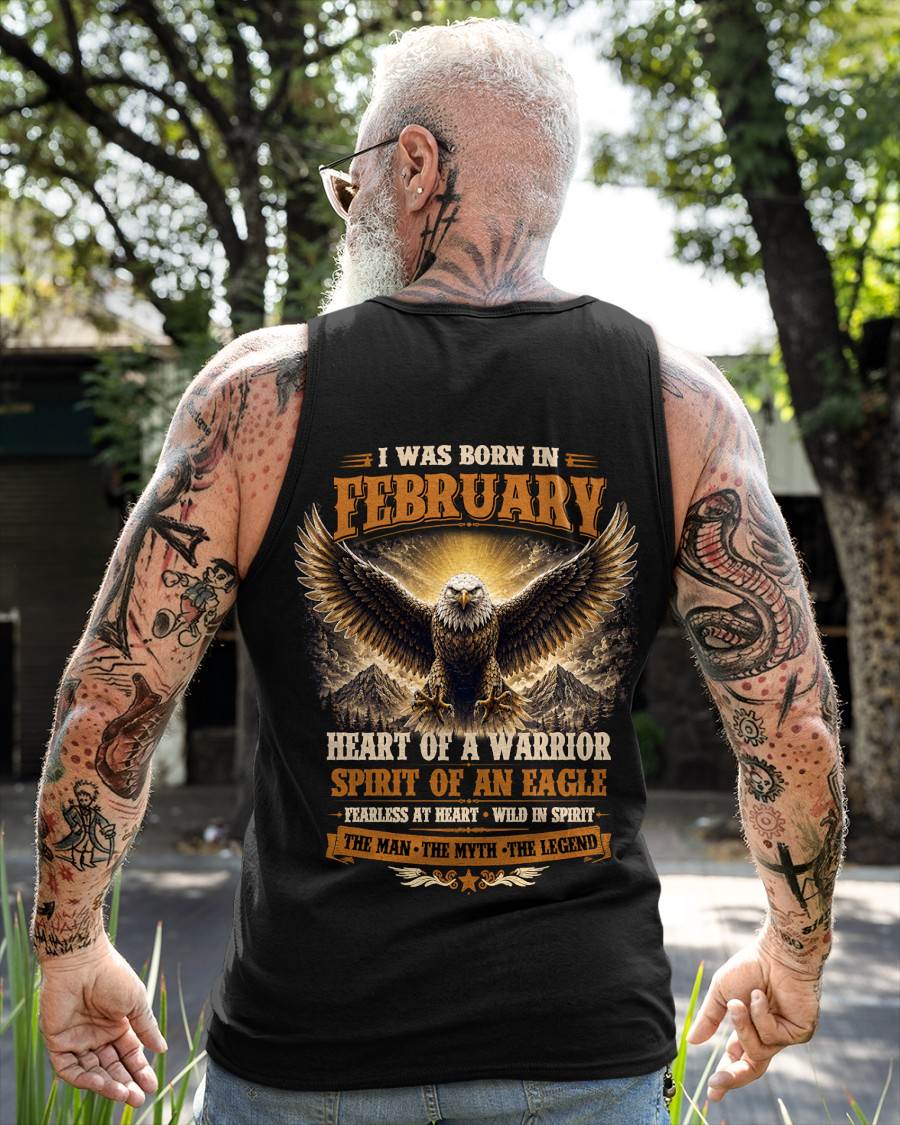 FEBRUARY BORN WARRIOR EAGLE SHIRT DESIGN - FOR MAN - TLEE02 (SKU2605-225-02)