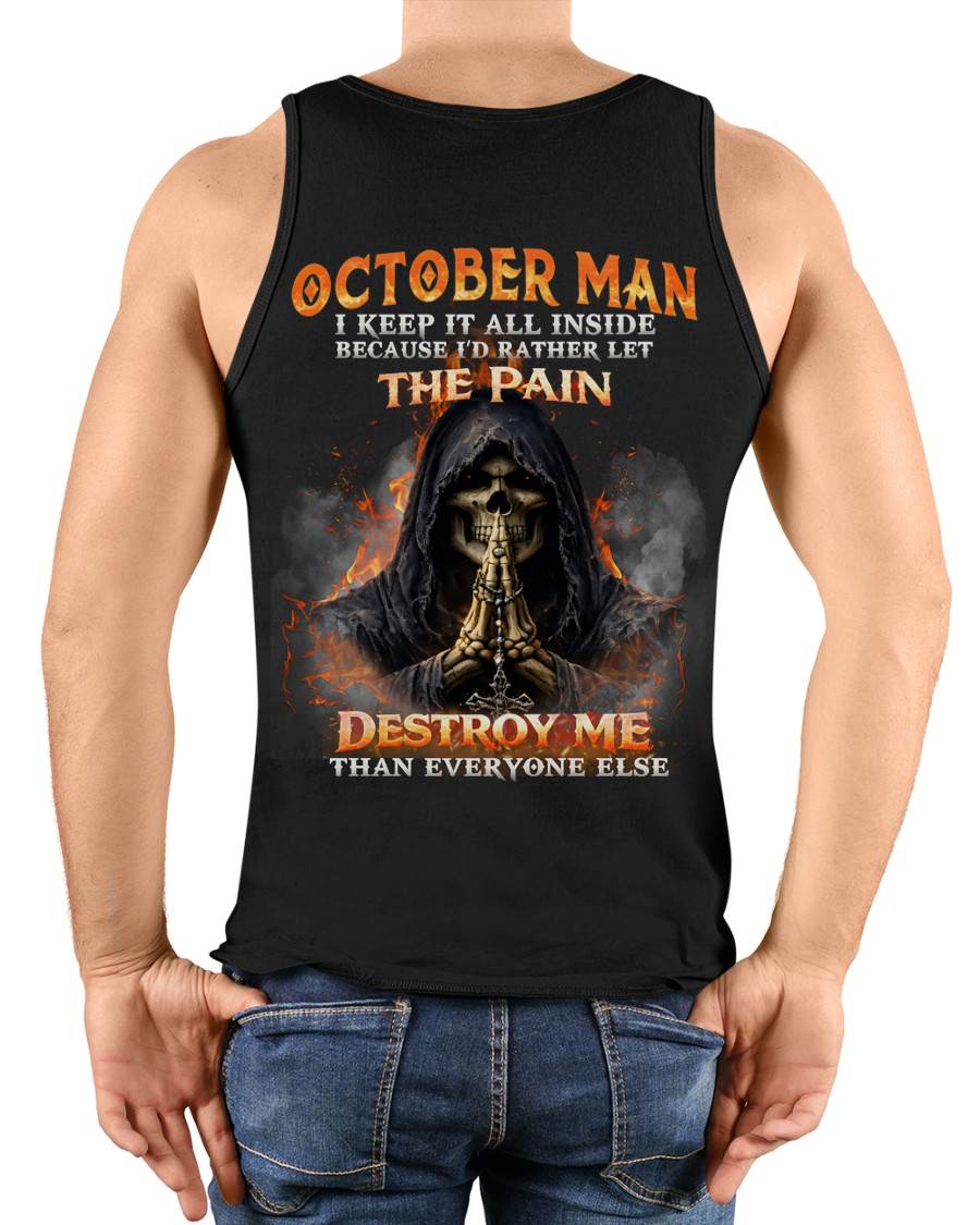 OCTOBER MAN SKULL SHIRT – I KEEP IT ALL INSIDE DARK GOTHIC T-SHIRT - FOR MAN - TLEE10 (SKU2604-136-10)