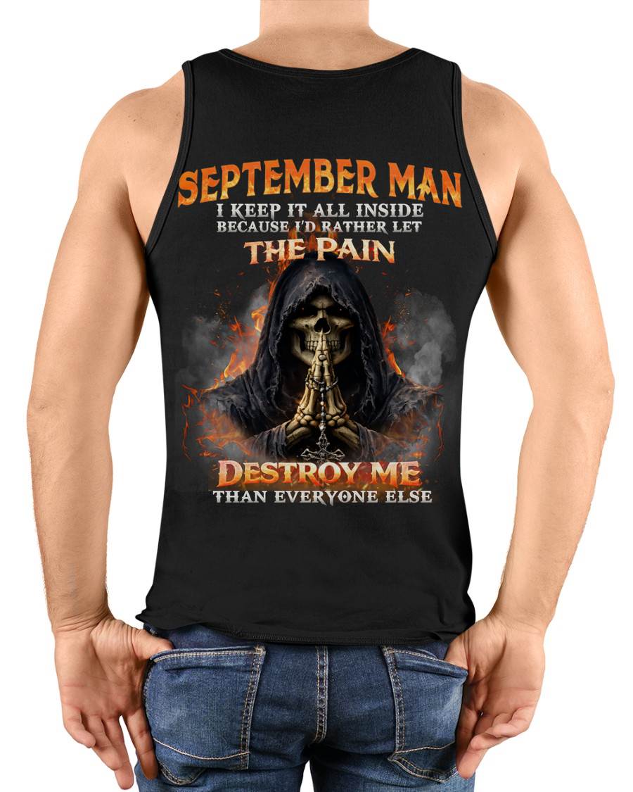 SEPTEMBER MAN SKULL SHIRT – I KEEP IT ALL INSIDE DARK GOTHIC T-SHIRT - FOR MAN - TLEE09 (SKU2604-136-09)