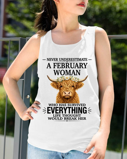 FEBRUARY WOMAN HIGHLAND COW SHIRT - FOR WOMEN - TLEE02 (SKU2606-158-02)
