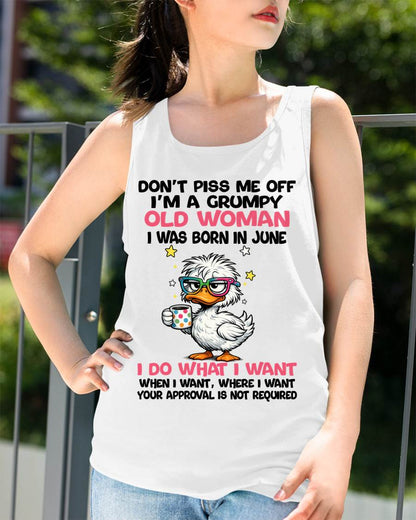 JUNE BORN - FUNNY ATTITUDE DUCK GRUMPY WOMAN T-SHIRT - FOR WOMEN - TLEE06 (SKU2603-238-06)