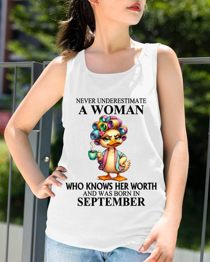 SEPTEMBER – NEVER UNDERESTIMATE A WOMAN WHO KNOWS HER WORTH - FOR WOMEN - TLEE09 (SKU2604-56-09)
