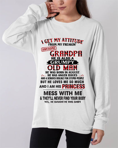 AUGUST - I GET MY ATTITUDE FROM MY FREAKIN’ AWESOME GRANDPA HE IS ALSO A GRUMPY OLD MAN - FROM GRANDPA - TLEE08 (SKU2603-36-08)