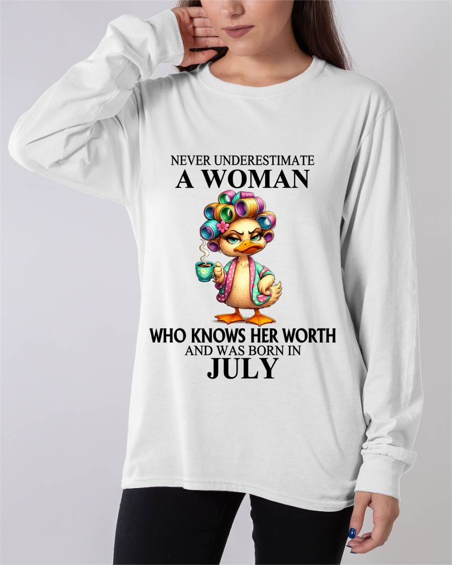 JULY – NEVER UNDERESTIMATE A WOMAN WHO KNOWS HER WORTH - FOR WOMEN - TLEE07 (SKU2604-56-07)