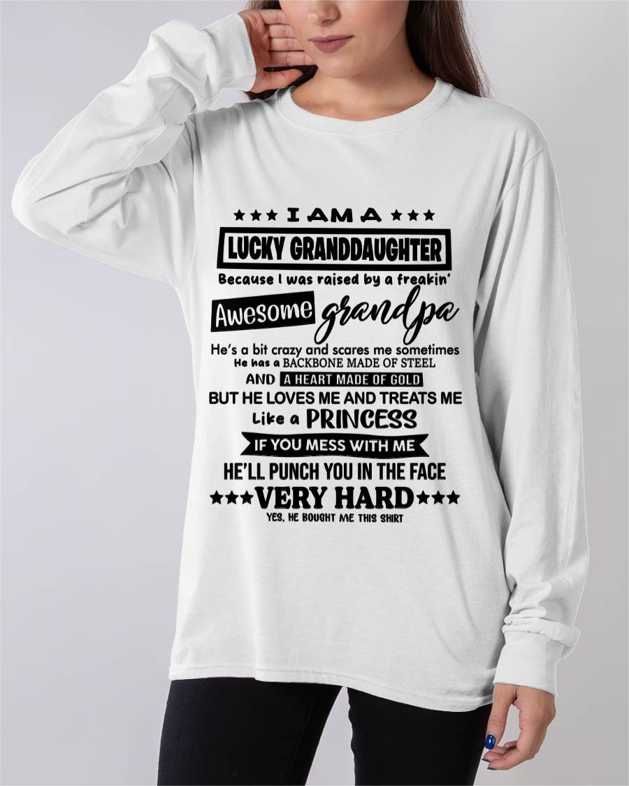 LUCKY GRANDDAUGHTER SHIRT RAISED BY AN AWESOME GRANDPA  - FROM GRANDPA - TLEE00 (SKU2603-271-00)