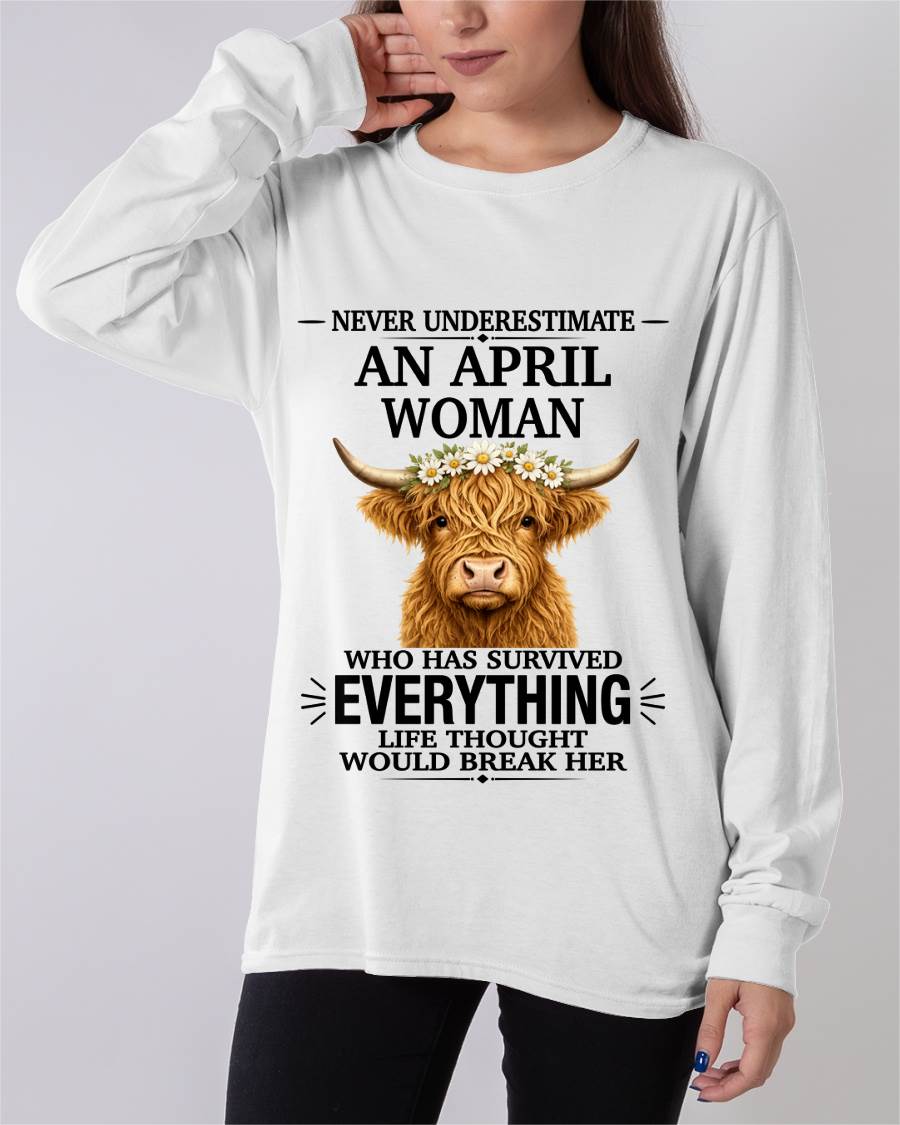 APRIL WOMAN HIGHLAND COW SHIRT - FOR WOMEN - TLEE04 (SKU2606-158-04)