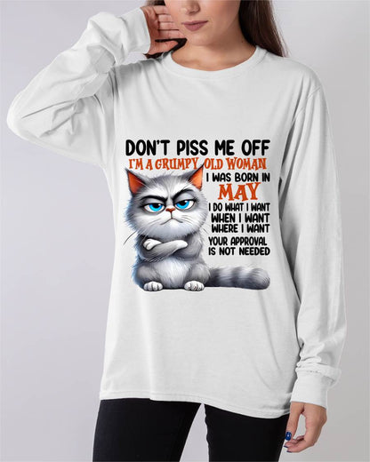 MAY GRUMPY OLD WOMAN CAT T-SHIRT – FUNNY ATTITUDE SHIRT - FOR WOMEN - TLEE05 (SKU2603-319-05)