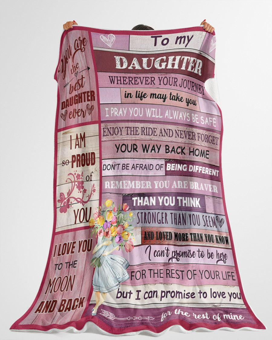 BLANKET FOR DAUGHTER – COMFORT & WARMTH GIFT FROM MOM Sherpa Fleece Quilt Blanket NTTD00 (SKUB11-BLK-01)