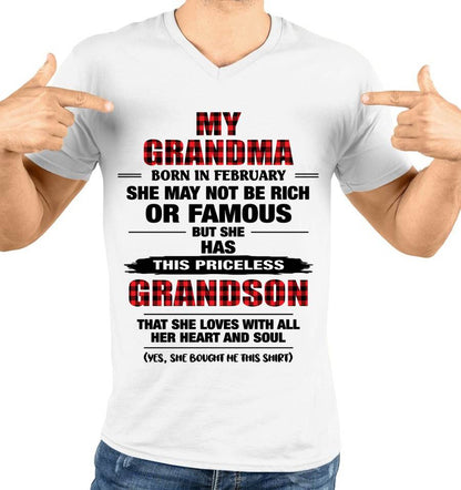FEBRUARY GRANDMA LOVES ME – PRICELESS GRANDSON GIFT- FROM GRANDMA - TLEE02 (SKU2604-260-02)